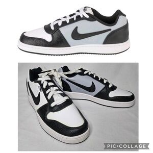 New Sample Mens Nike Ebernon Low Premium White Black Wolf Grey Sneakers Size 9